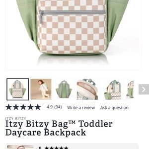 Itzy Ritzy Checkered Green and Tan Backpack